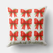 水彩赤い弓Touchの伝統のギフトパターン クッション (裏面)