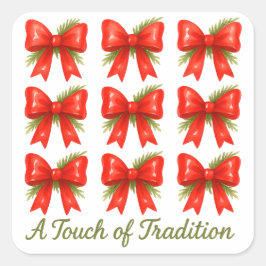 水彩赤い弓Touchの伝統のギフトパターン スクエアシール