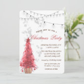 水彩赤い松の木，ライト，クリスマスパーティー 招待状 (スタンド正面)