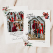 水彩赤い果実と綿花の葉の写真 シーズンカード