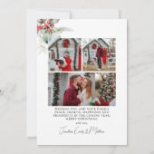 水彩赤い果実と綿花の葉の写真 シーズンカード (裏面)