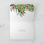 水彩赤い果実の緑のクリスマス シーズンカード (内部)