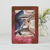 水彩赤い梨のエレガントなクリスマスカード 招待状 (スタンド正面)