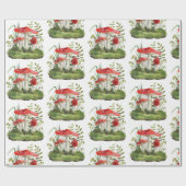 水彩赤い森の野生のキノコと植物 ラッピングペーパー (フラット)