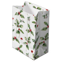 水彩赤い漿果、ヤドリギ、ホリ葉ー