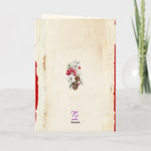 水彩赤い白いフローラパインコーンクリスマス シーズンカード (裏面)