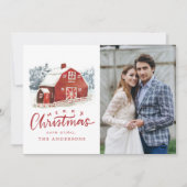 水彩赤い納屋フォト手書き シーズンカード (正面)