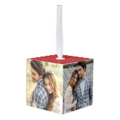 水彩赤い納車写真 キューブオーナメント (裏面アングル)