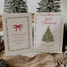 水彩赤い緑のクリスマスボウツリーノンフォト