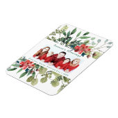 水彩赤い花冬の緑の写真 マグネット (左側)