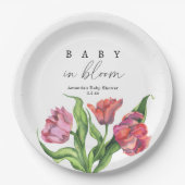 水彩赤い花束の花 – ベビー入り開花 ペーパープレート (正面)