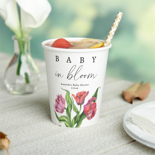 水彩赤い花束の花 – ベビー入り開花 紙コップ (インサイチュ)