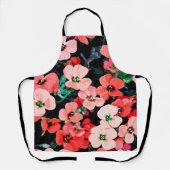 水彩赤い花 エプロン (正面)