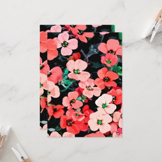 水彩赤い花 カード (正面/裏面インサイチュ)