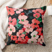 水彩赤い花 クッション (ブランケット)