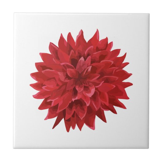 水彩赤い花 タイル (正面)