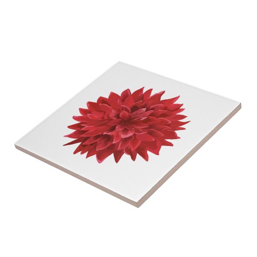 水彩赤い花 タイル (側面)