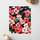 水彩赤い花 ノートカード (正面/裏面インサイチュ)