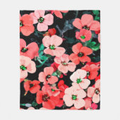 水彩赤い花 フリースブランケット (正面)