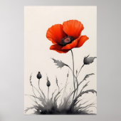 水彩赤い花 ポスター (正面)