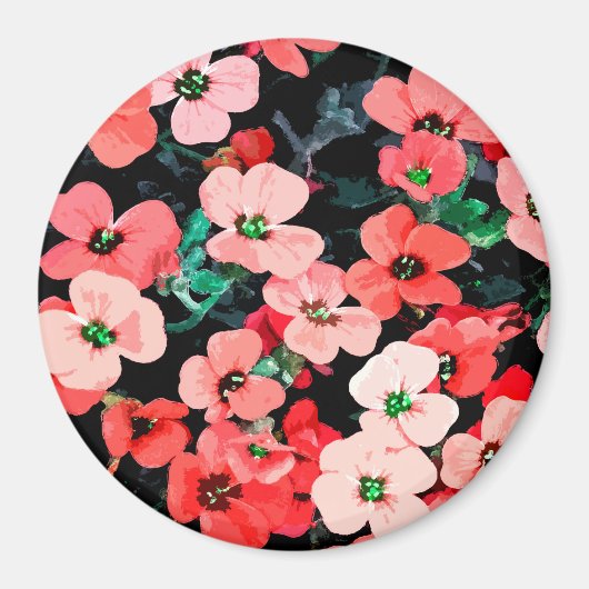 水彩赤い花 マグネット (正面)