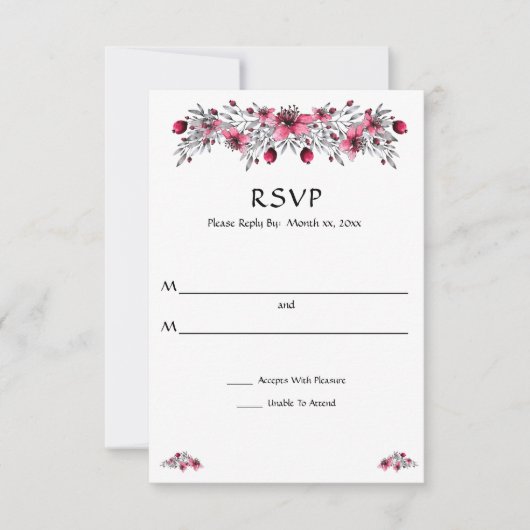 水彩赤い花 出欠カード (正面)