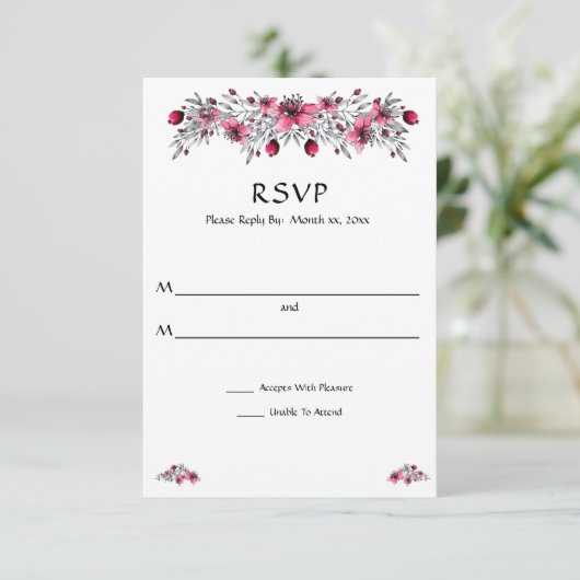 水彩赤い花 出欠カード (スタンド正面)