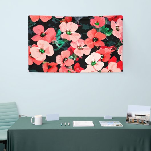 水彩赤い花 横断幕 (トレードショー)