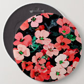 水彩赤い花 缶バッジ (正面&裏面)