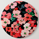 水彩赤い花 缶バッジ (正面)