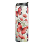 水彩赤い蝶フローラ熱タンブラー タンブラー (回転左)