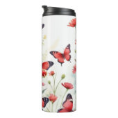 水彩赤い蝶フローラ熱タンブラー タンブラー (回転右)