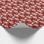 水彩赤い車クリスマスツリーと雪だるま ラッピングペーパー (角)