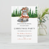 水彩赤い車&ギフトクリスマスパーティー 招待状 (スタンド正面)