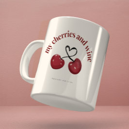 水彩赤さくらんぼハートマグカップ コーヒーマグカップ