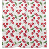 水彩赤さくらんぼ果実 シャワーカーテン (正面)