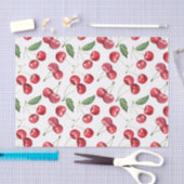 水彩赤さくらんぼ果実 薄葉紙 (クラフト)