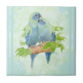 水彩赤ずんだ青いオウム鳥の野生生物アート タイル (正面)