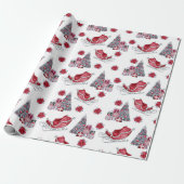 水彩赤そり、クリスマスツリー、パッケージ ラッピングペーパー (アンロールド)