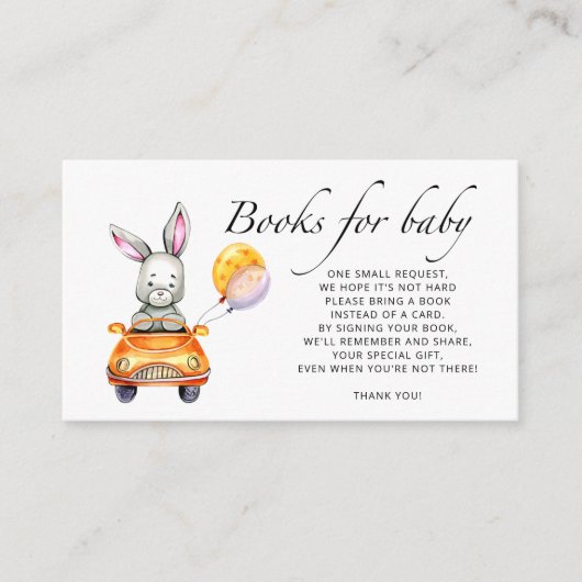 水彩赤ちゃんうさぎの絵本　ベビーチケット エンクロージャーカード (正面)