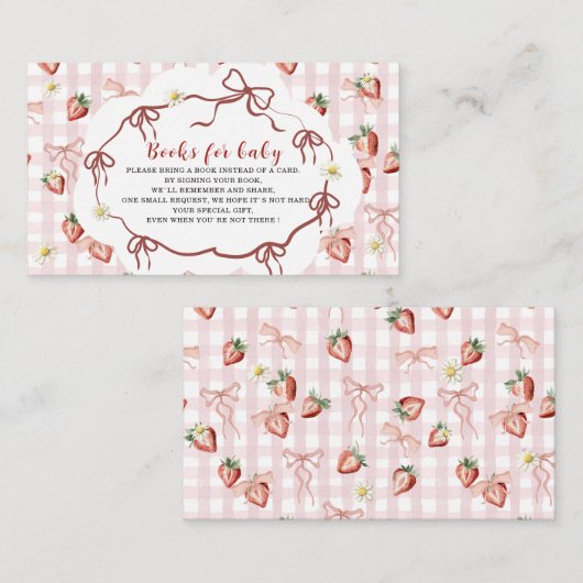 水彩赤ちゃんエレガントシャワーストロベリーデイジー エンクロージャーカード (正面/裏面)