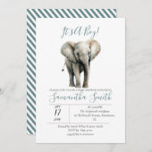 水彩赤ちゃんシャワーエレファント招待状 招待状 (正面/裏面)