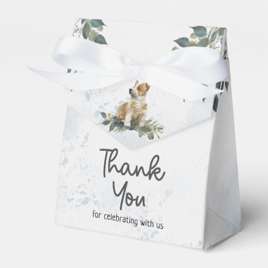 水彩赤ちゃんシャワーコーギパピー フェイバーボックス (正面サイド)