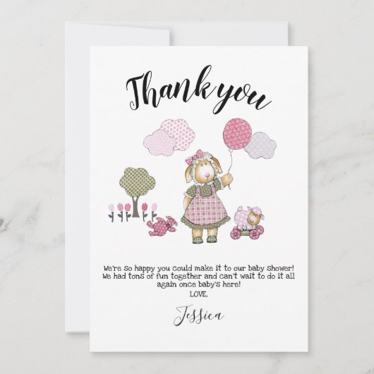 水彩赤ちゃんシャワーサンキューカード 招待状 (正面)