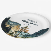 水彩赤ちゃんシャワーヨセミテ国立公園 ペーパープレート (アングル)