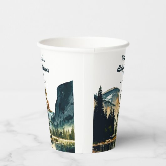 水彩赤ちゃんシャワーヨセミテ国立公園 紙コップ (右)