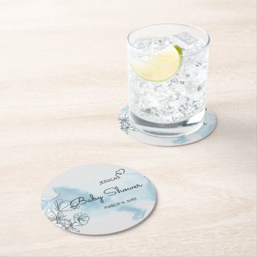 水彩赤ちゃんシャワー丸紙コースター ラウンドペーパーコースター (インサイチュ)