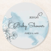 水彩赤ちゃんシャワー丸紙コースター ラウンドペーパーコースター (正面)