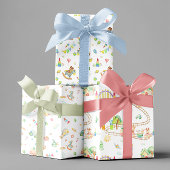 水彩赤ちゃんシャワー乳児おもちゃトレインパターン ラッピングペーパーシート