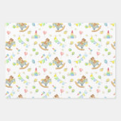 水彩赤ちゃんシャワー乳児おもちゃトレインパターン ラッピングペーパーシート (正面2)